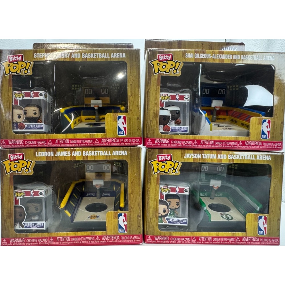 Bitty Pop! Town NBA Arena - Lot of 4 Curry, Lebron, Tatum, & Shai NIB  🏀